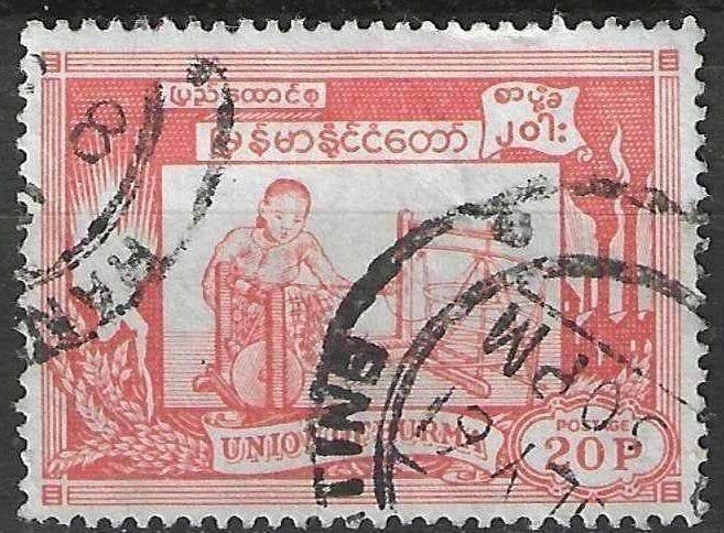 Birmanie 1954 - Yvert 59 - 1 an d'indépendance - 20 p (ST), Envoi, Affranchi