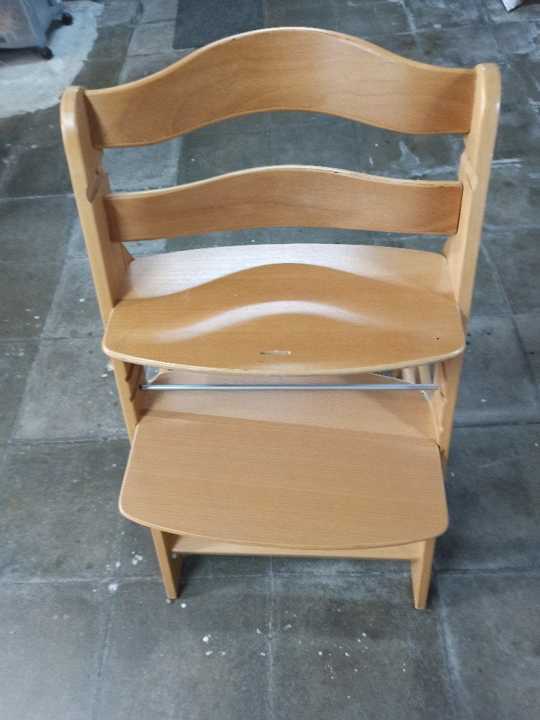 Chaise haute pour enfant bois naturel, Enfants & Bébés, Enlèvement, Utilisé, Chaise évolutive, Plateau amovible