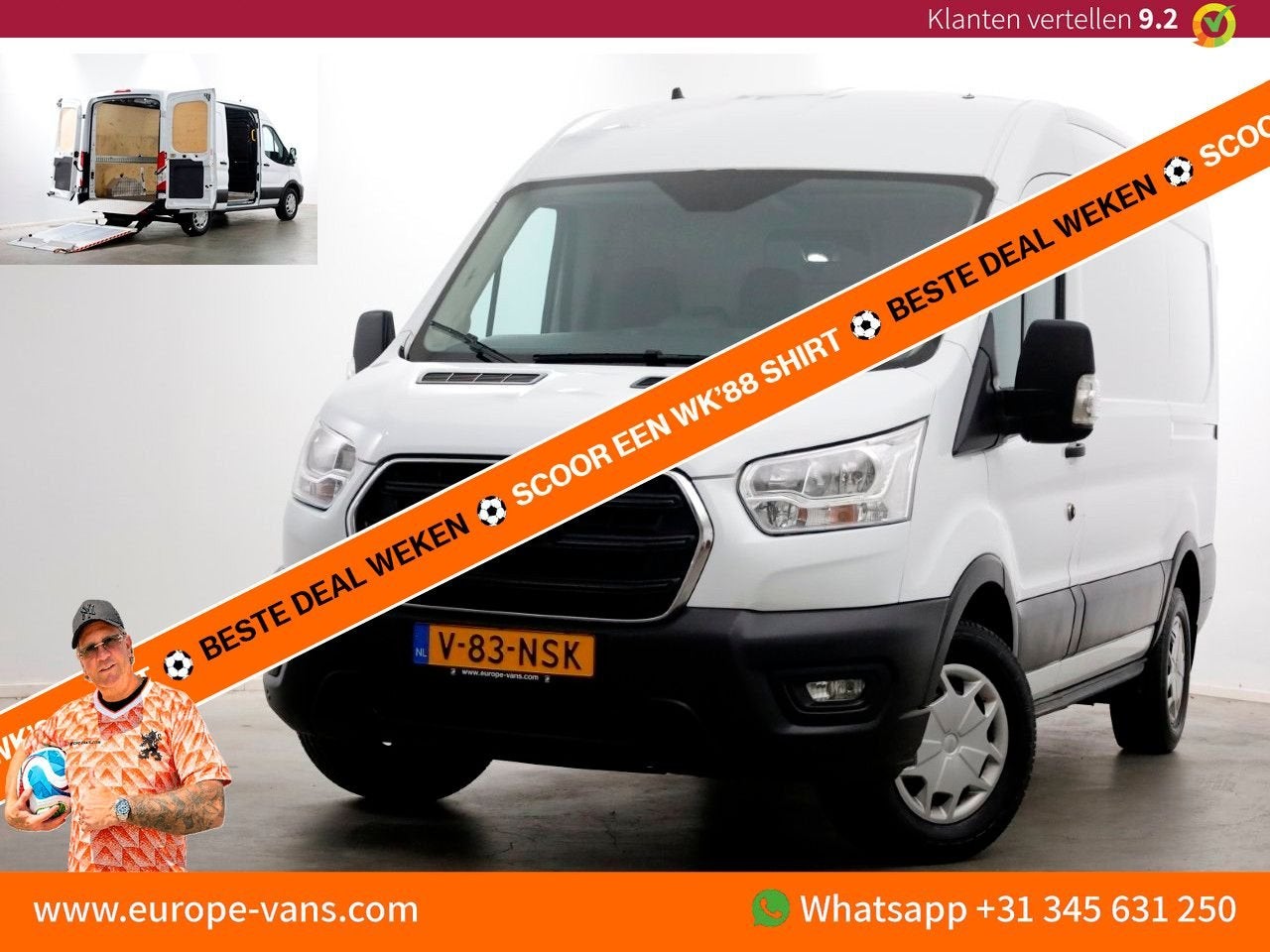 Ford Transit 350 2.0 TDCI 130pk L2H2 Trend Airco Easy Acces, Electronic Stability Program (ESP), Wit, Bedrijf, Ford