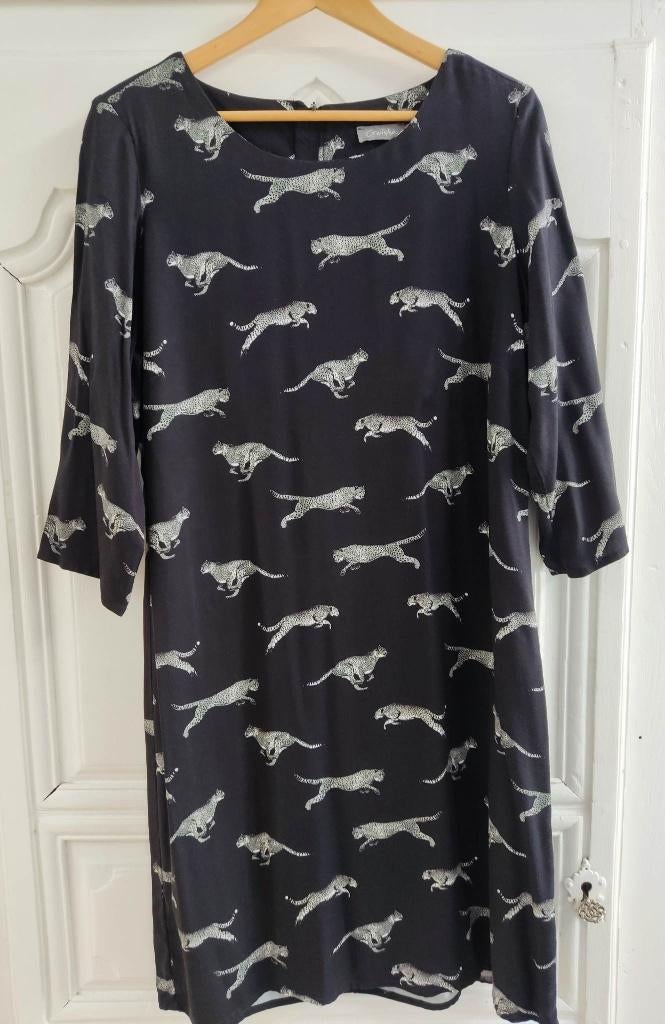 Recht jurkje met luipaarden, Geisha, maat XL/42, Au-dessus du genou, Noir, Taille 42/44 (L), Neuf