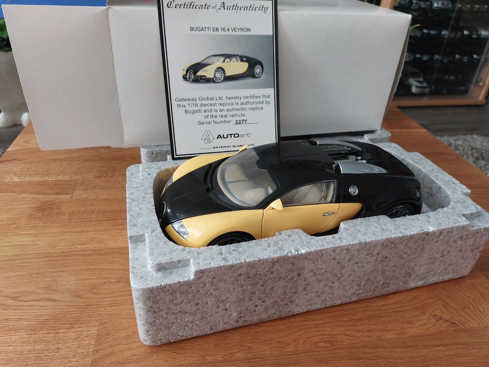 Autoart 70904 1/18 Bugatti veyron EB 16.4 SHOWCAR BLACK LEMO, Hobby en Vrije tijd, Modelauto's | 1:18, Ophalen of Verzenden, Zo goed als nieuw