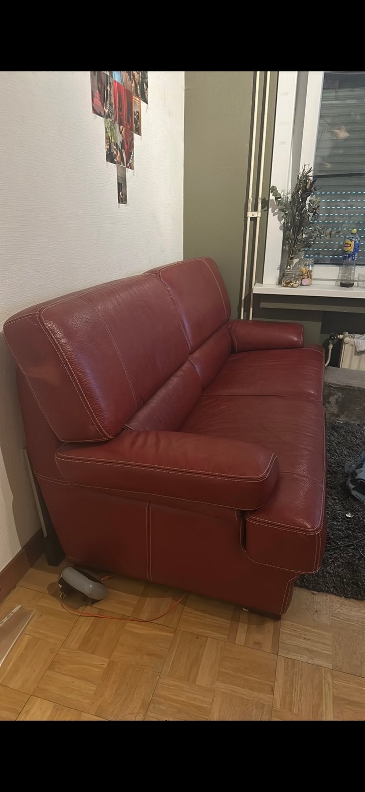 Leren zetel, Ophalen, 250 tot 300 cm, Driepersoons, Zo goed als nieuw