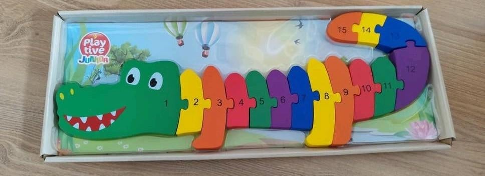 Puzzle en bois - crocodile, Enlèvement ou Envoi, 2 à 4 ans, Comme neuf, 10 à 50 pièces