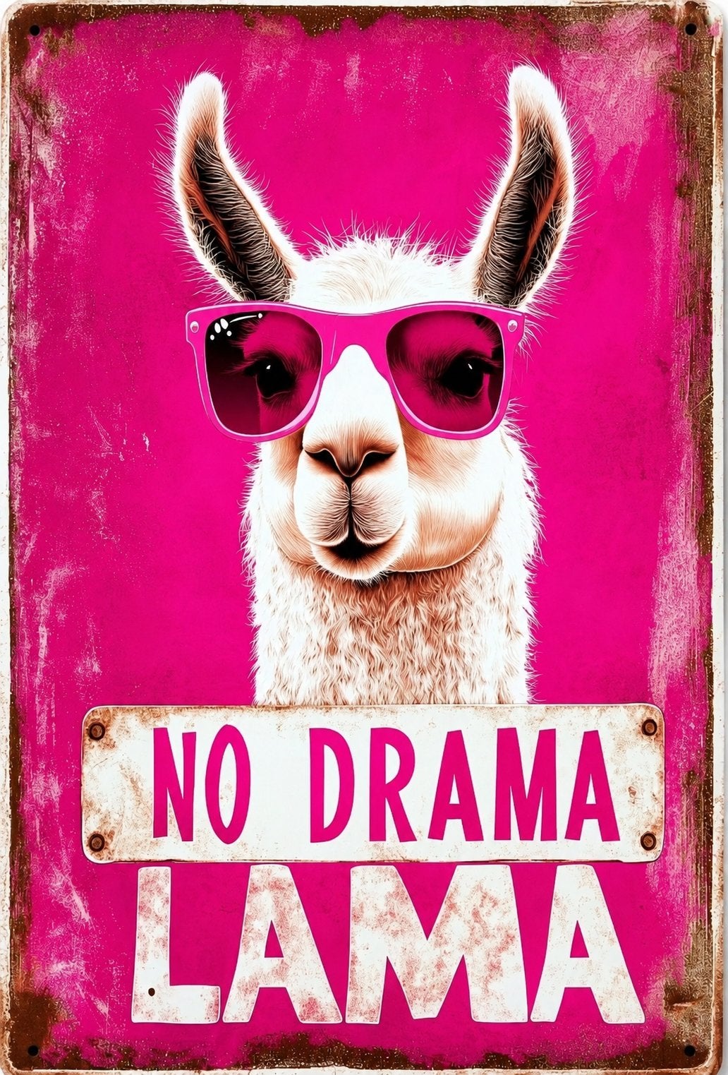 Metalen reclamebord No drama lama - retro vintage mancave, Ophalen of Verzenden, Nieuw