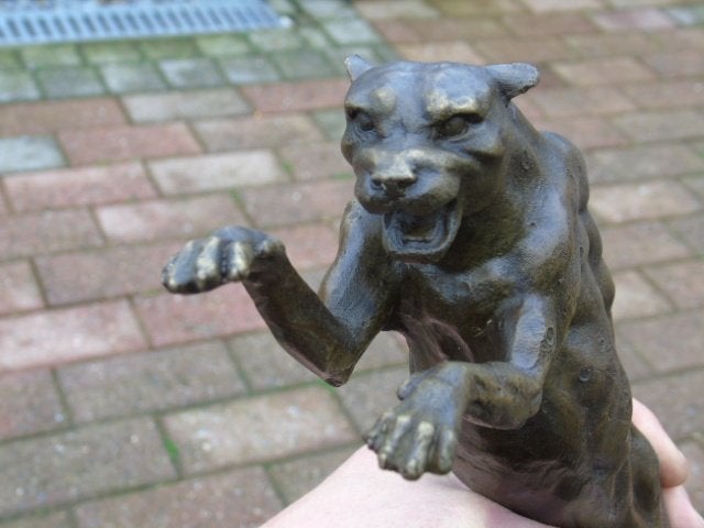 panthère a l attaque en bronze signé, T.F. CARTIER, Antiquités & Art, Enlèvement ou Envoi, Bronze