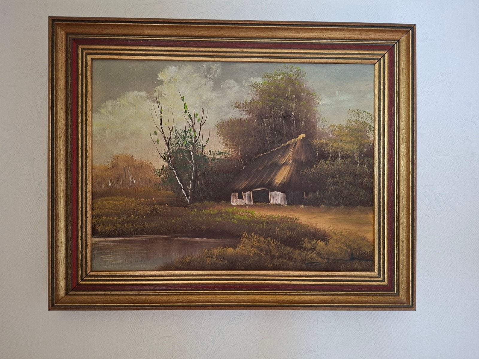 schilderij met boerderij, Antiek en Kunst, Ophalen