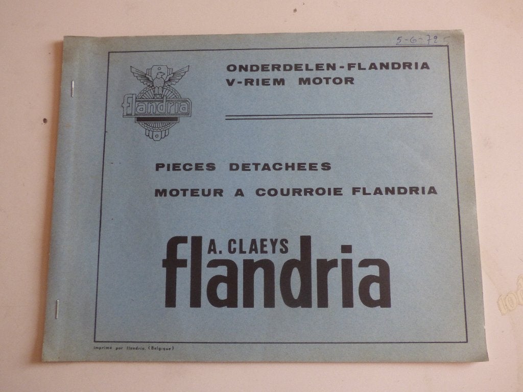 ONDERDELENLIJST FLANDRIA V-RIEM MOTOR, Ophalen of Verzenden, Gebruikt