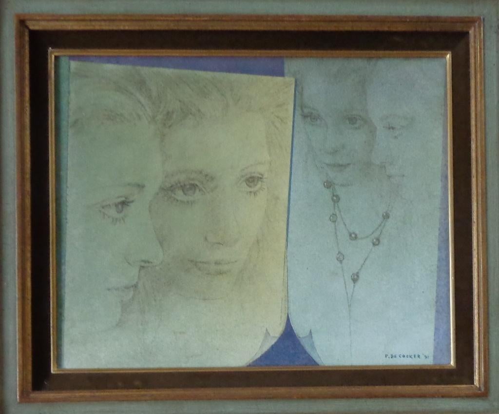 PAUL DE COCKER / VROUWENPORTRETTEN / OLIEVERF 59x69cm KADER, Ophalen of Verzenden