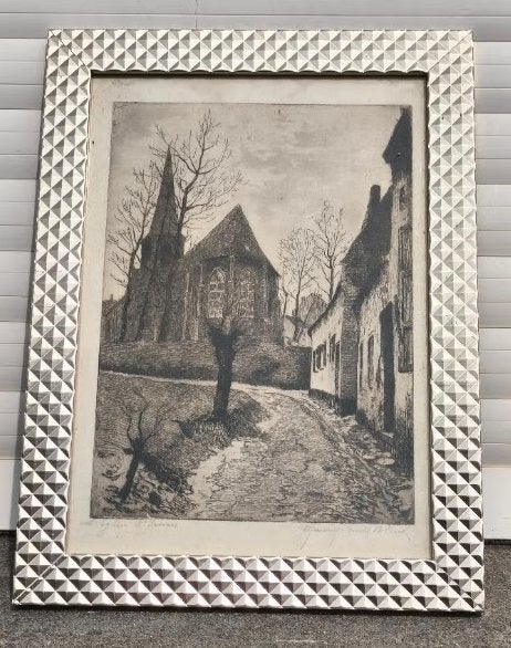 Gravure l église Saint servais signe Maurice Émile blieck, Antiek en Kunst, Kunst | Etsen en Gravures, Ophalen of Verzenden, Gravure