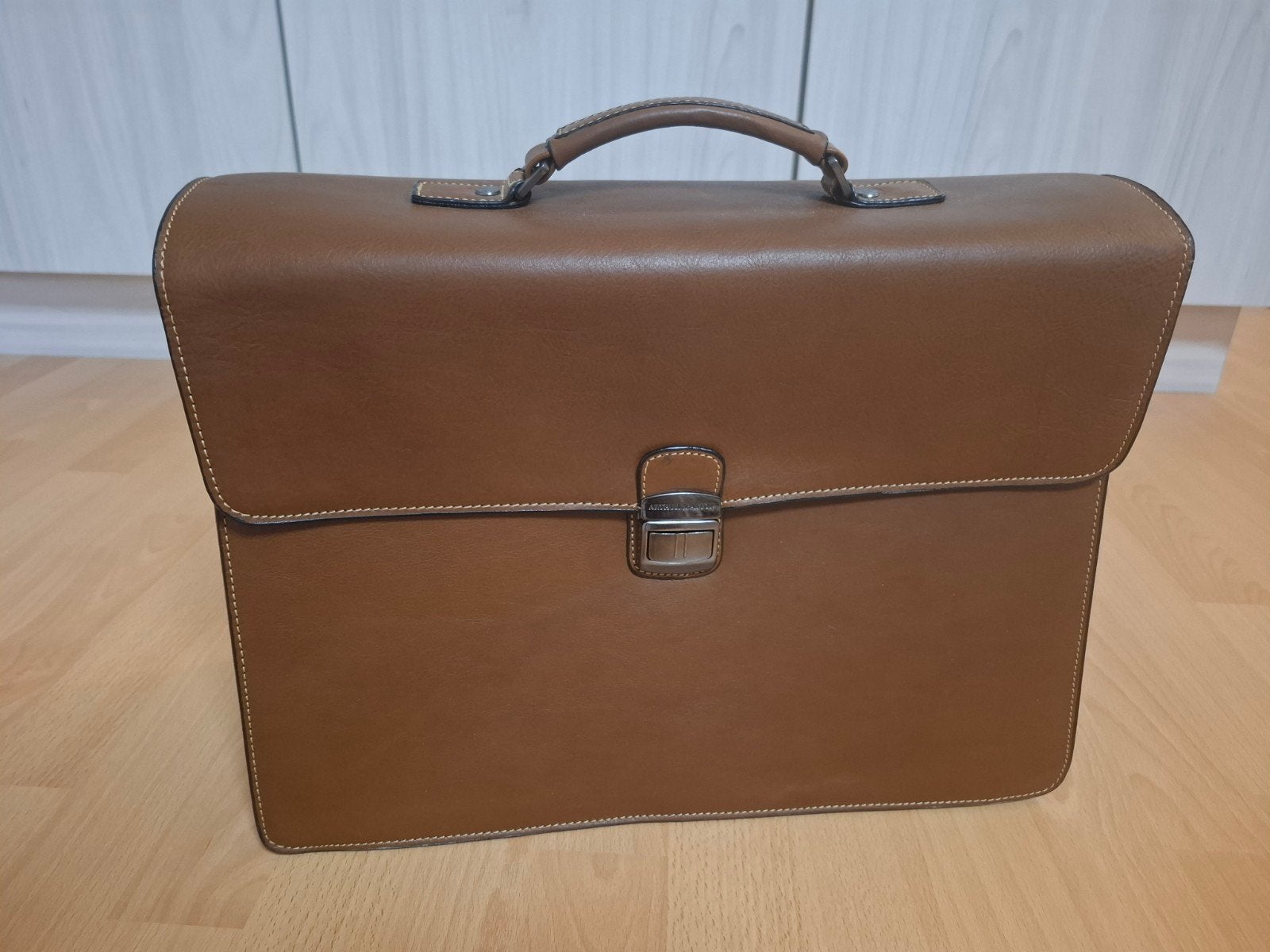Boekentas / schooltas / aktetas / lederen tas - cognac leder, Ophalen, Gebruikt, Bruin, Aktetas of Boekentas