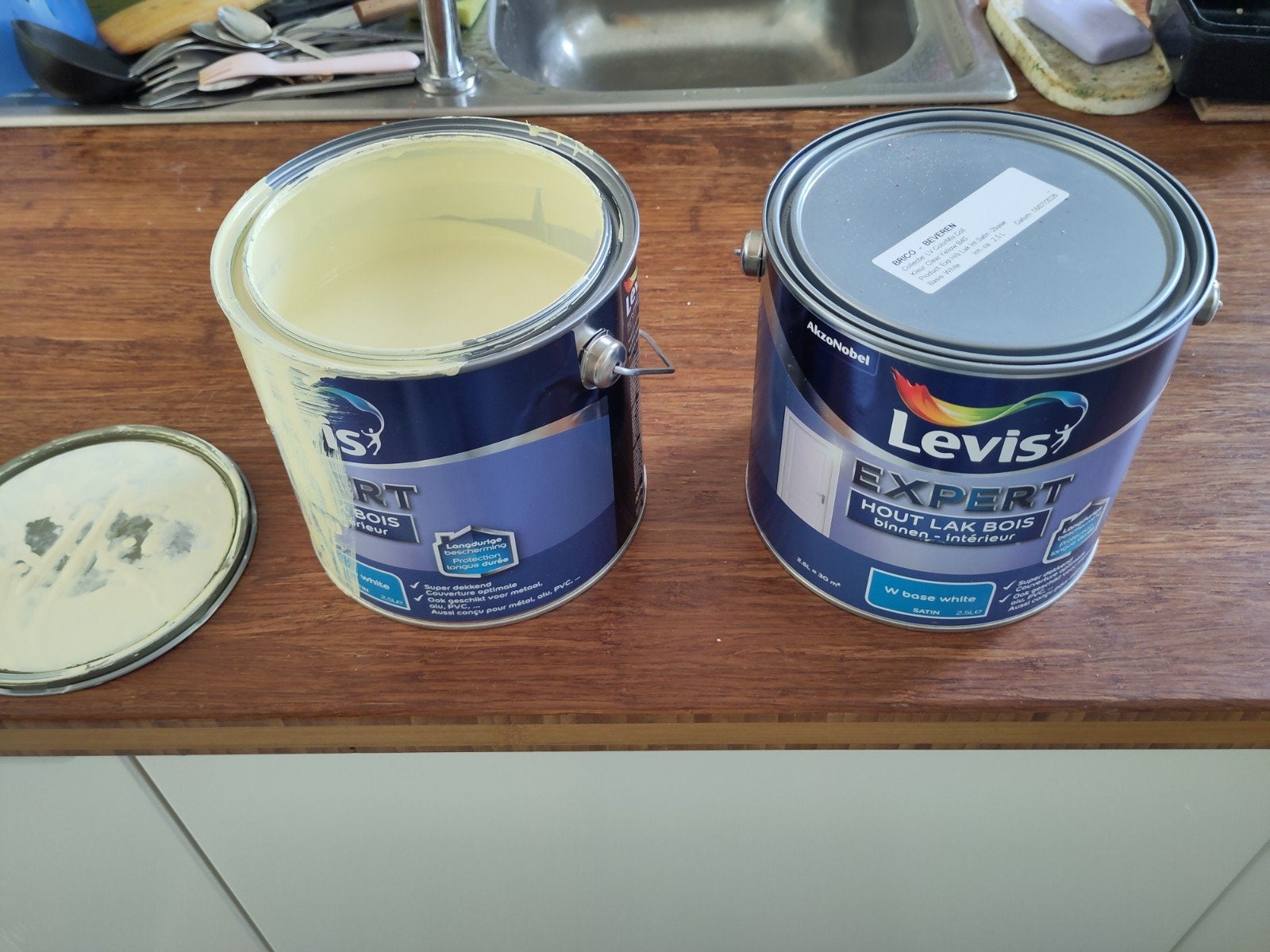 Verf Levis 4,2L 'clear yellow B40': hout lak binnen, Bricolage & Construction, Peinture, Vernis & Laque, Comme neuf, Laque, Moins de 5 litres
