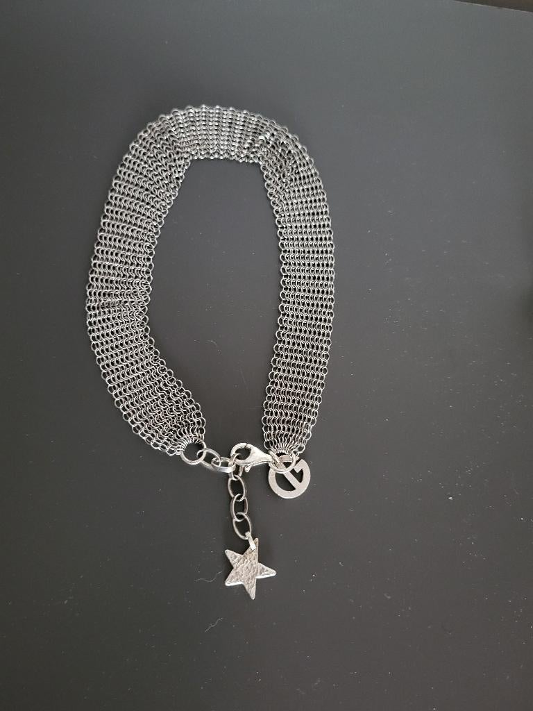 Collier Cathy Gallez, Handtassen en Accessoires, Kettingen, Ophalen, Gebruikt, Zilver, Overige materialen