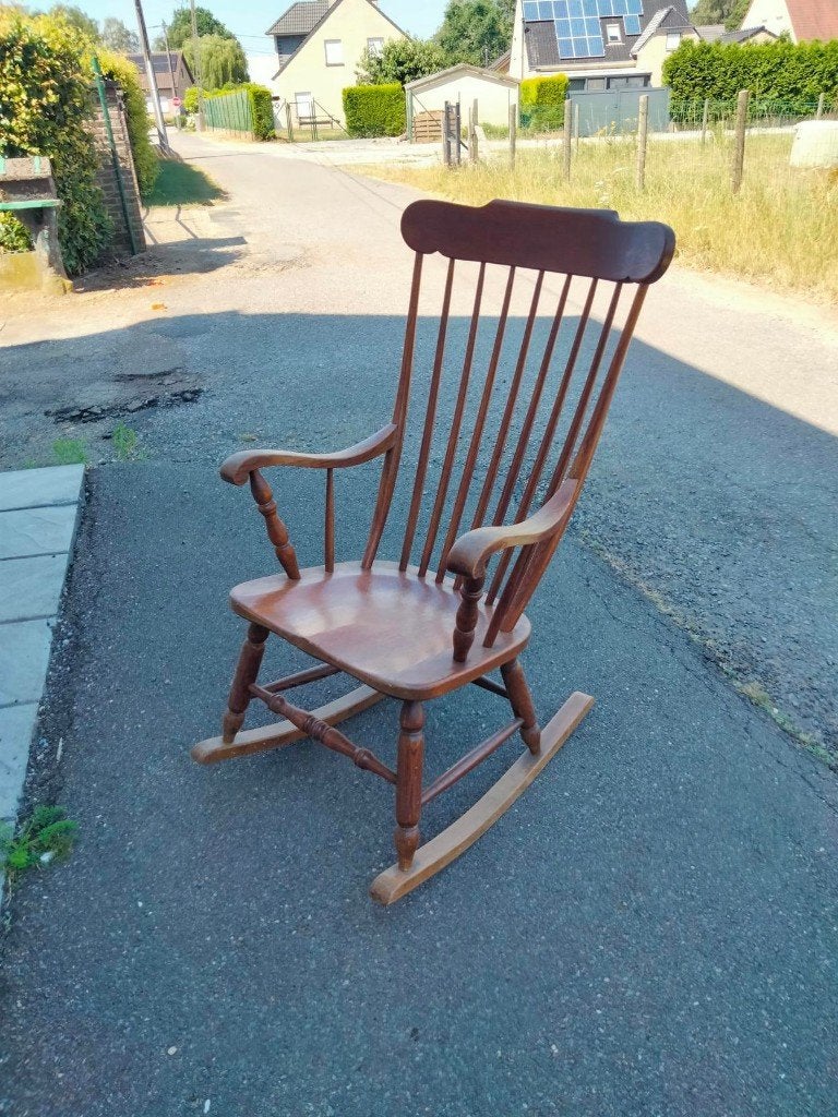 Houten schommelstoel chaise basculante rocking chair, Enlèvement, Utilisé, Bois, Une