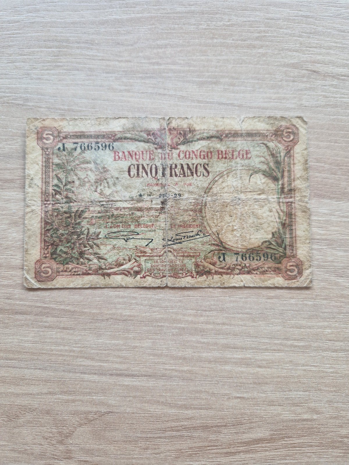 5 francs 1926 Congo belge, Enlèvement ou Envoi