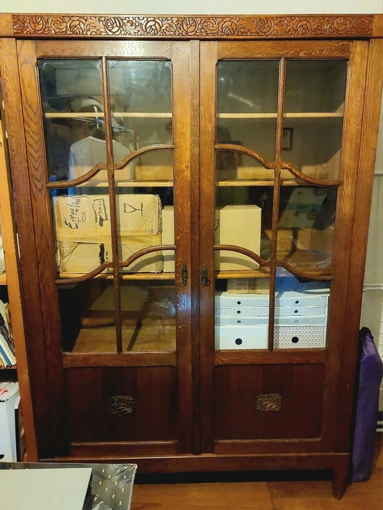 Ancienne belle armoire aux portes vitrées, 25 à 50 cm, Avec tablette(s), 100 à 150 cm, Utilisé
