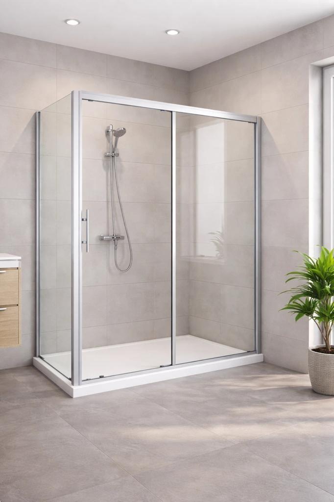 INTR Douche Shower glas 140x80cm Met Schuifdeur, Ophalen