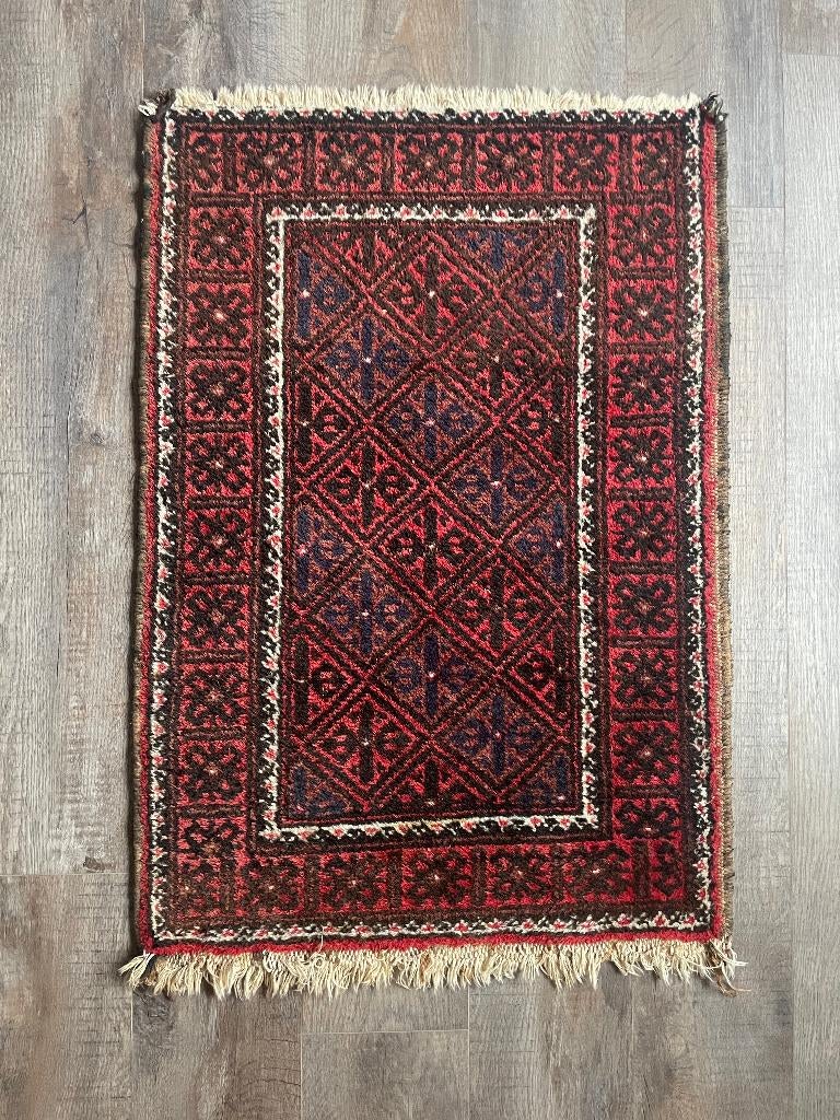 Vintage Handgeknoopt Perzisch tapijt 97x68 cm, Antiek en Kunst, Ophalen of Verzenden