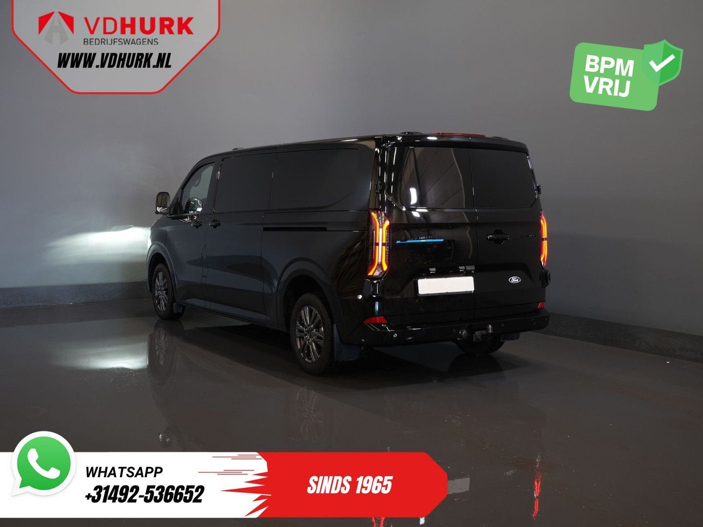 Ford E-Transit Custom 218 pk 330 km WLTP L2 Limited 2x Elek., Auto's, Automaat, Zwart, Ford, Onderhoudsboekje