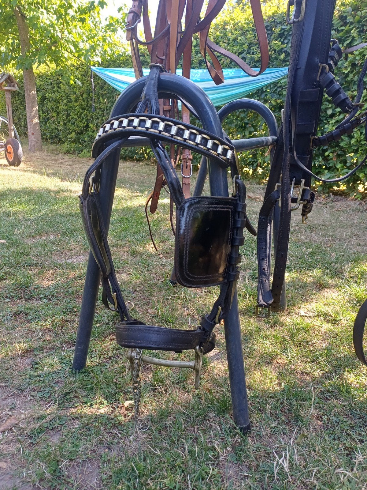 dubbelspan tuig maat c pony, Dieren en Toebehoren, Ophalen, Gebruikt, Handgemaakt, Mentuig