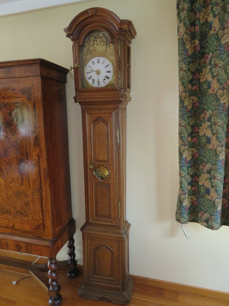 très vieille pendule sur pied avec balancier et 2 poids, Enlèvement