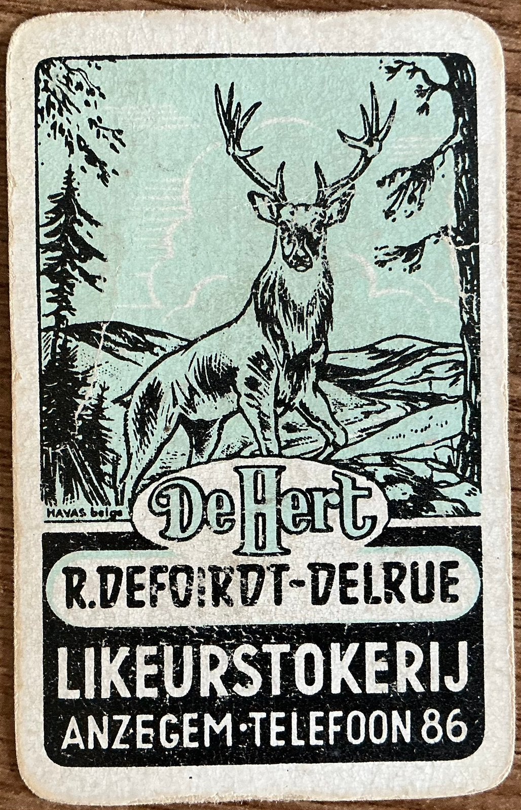 Speelkaart LIKEURSTOKERIJ DE HERT/ANZEGEM, Verzamelen, Ophalen of Verzenden, Zo goed als nieuw, Speelkaart(en)