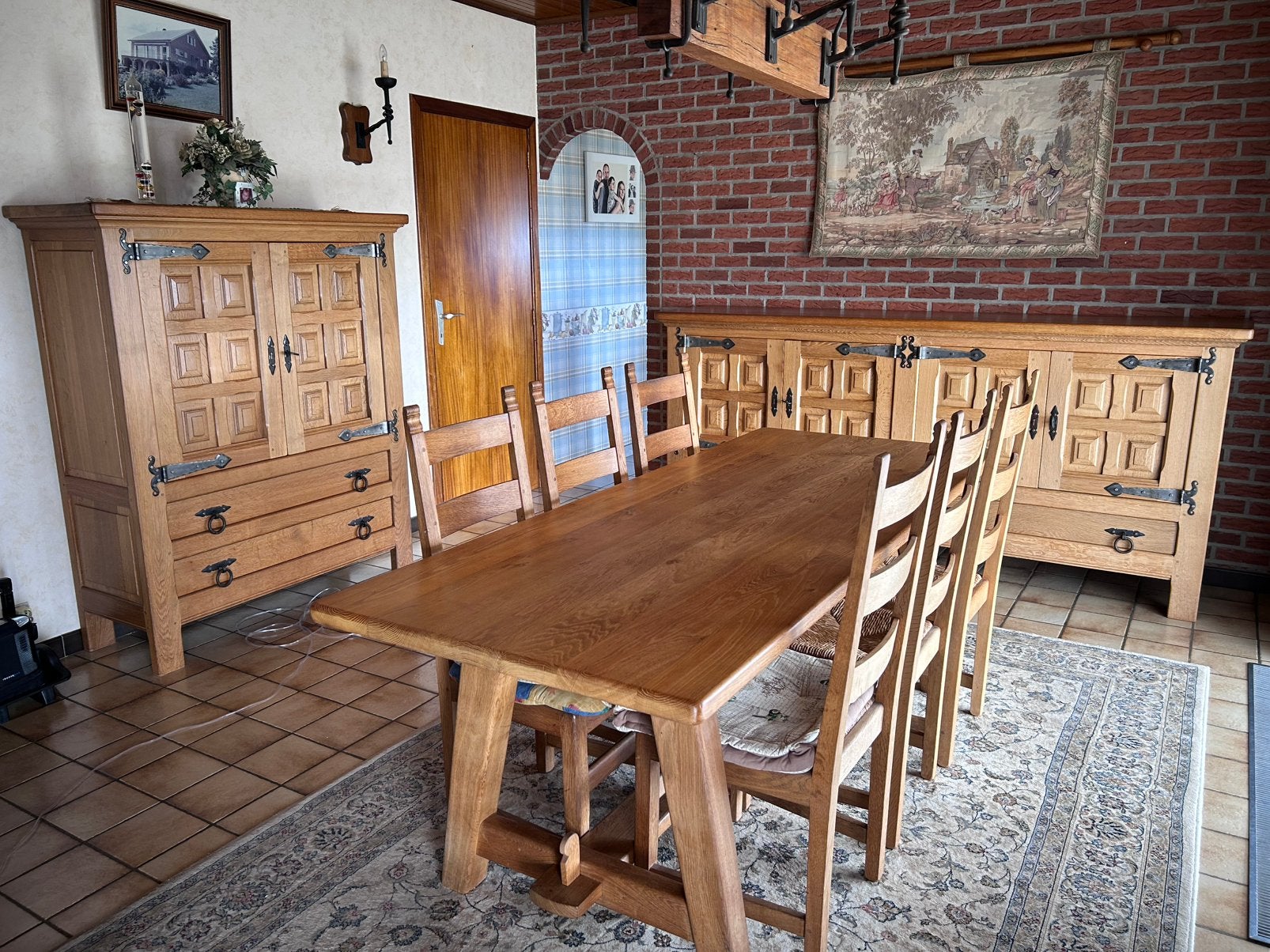 Volledig eikenhouten eetkamer, Ophalen, Gebruikt