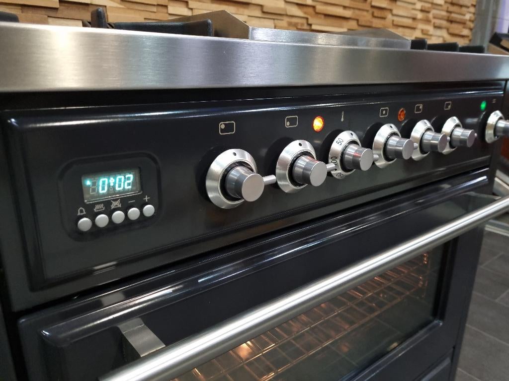 🔥Luxe Boretti Majestic Fornuis 90cm antraciet rvs Frytop, Ophalen, 60 cm of meer, Zo goed als nieuw, Energieklasse A of zuiniger