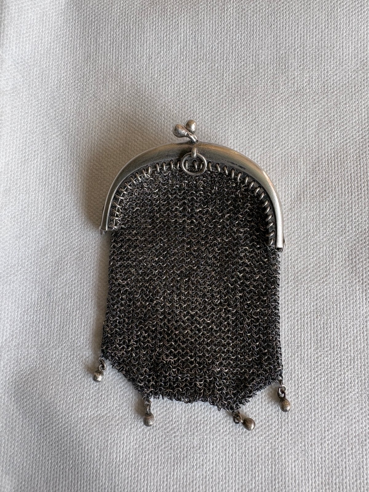 Antiek maliënkolder beursje, Ophalen, Zilver