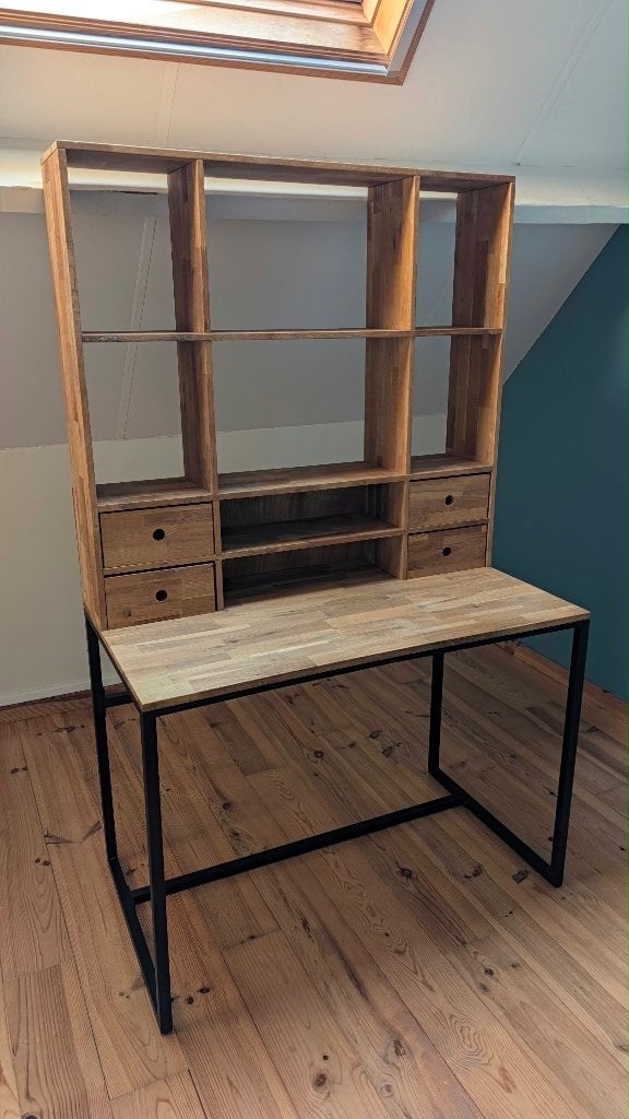Bureau met verlengstuk, Ophalen, 105 cm, Gebruikt, Hout