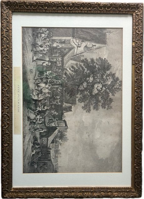 Gravure ancienne et cadre, Enlèvement, Fait main