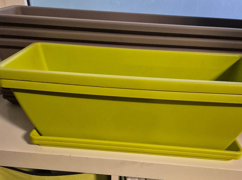 2 bloembakken kleur lime 50 cm, Enlèvement