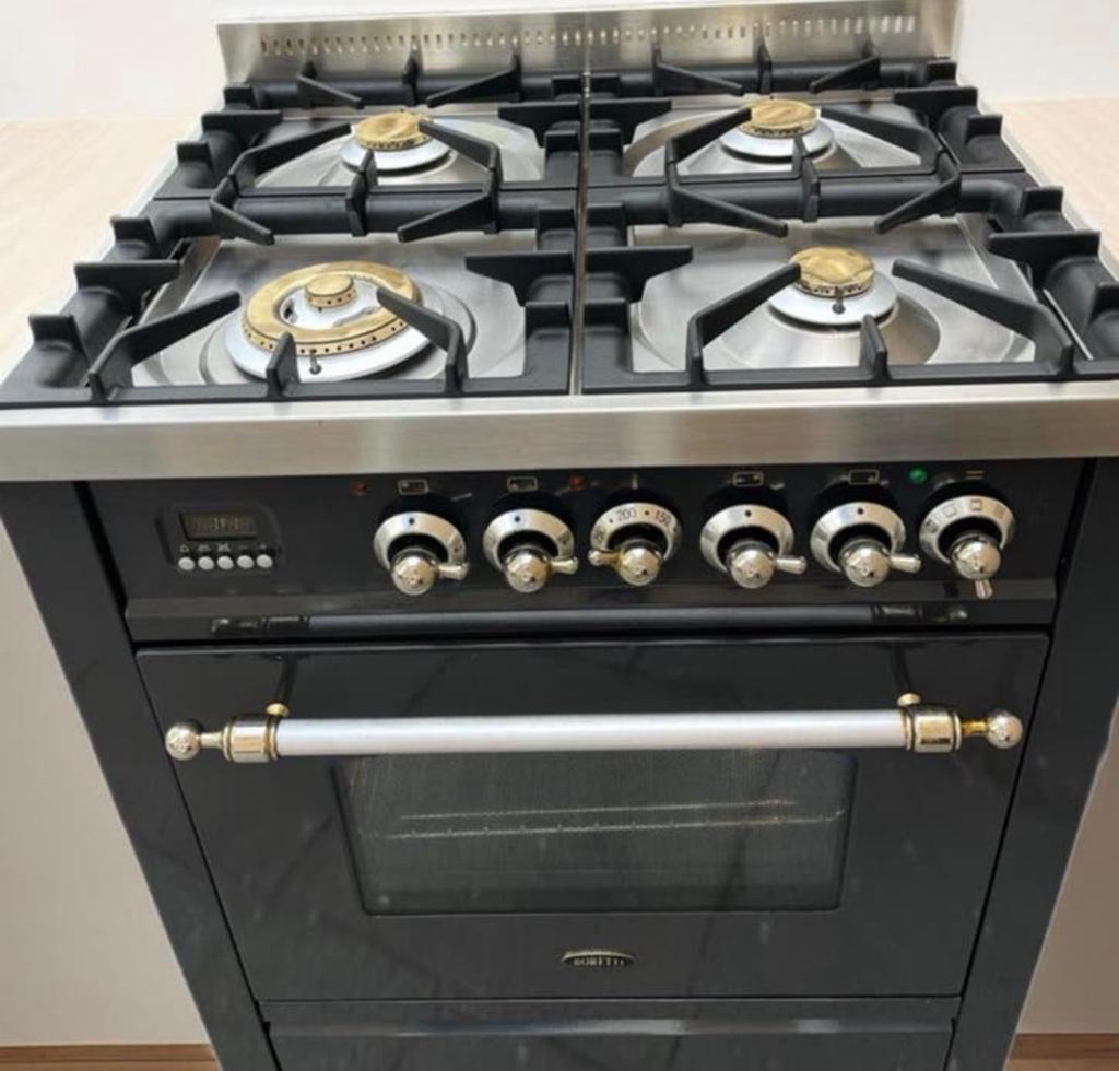 Boretti gasfornuis 4-pits antraciet,70cm, Elektronische apparatuur, Fornuizen, Ophalen, Gebruikt, 60 cm of meer, 4 kookzones