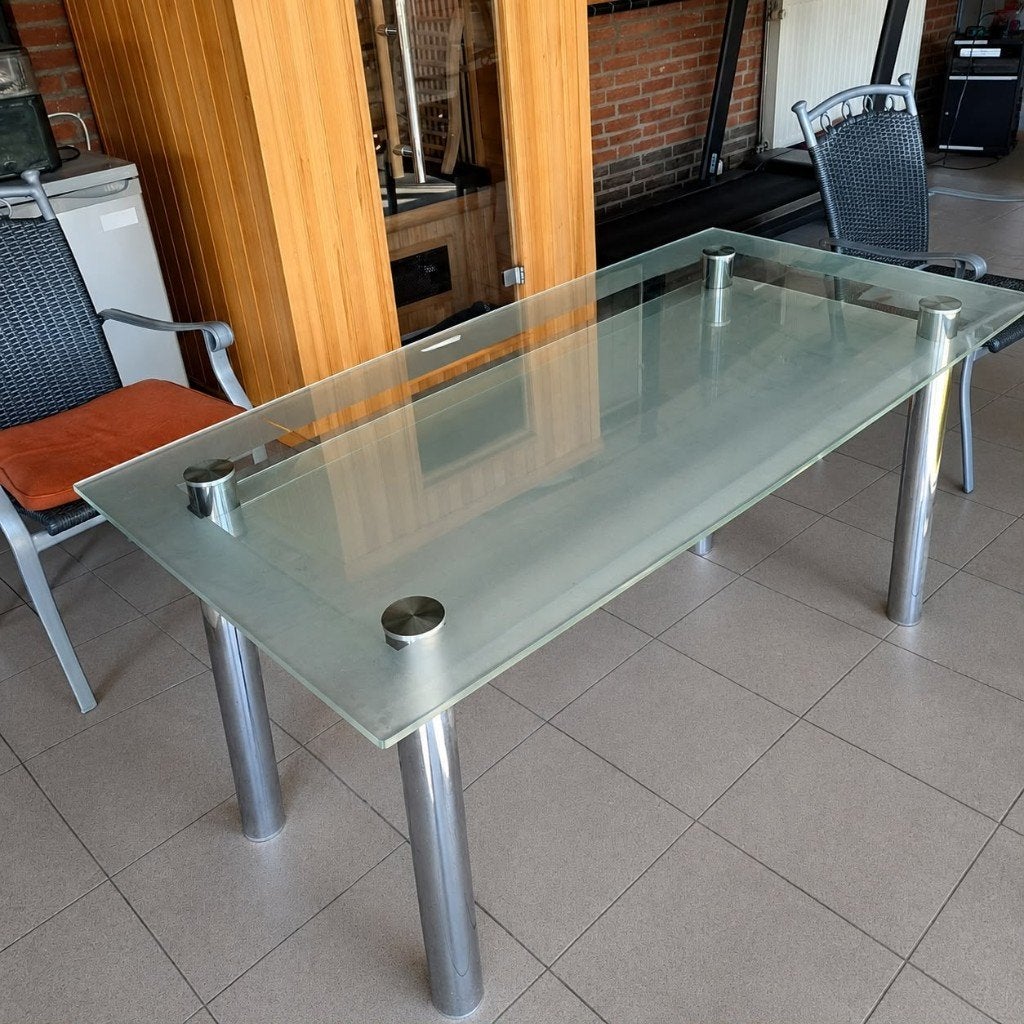 Glazen tafels, 150 à 200 cm, Cinq personnes ou plus, Comme neuf, Verre