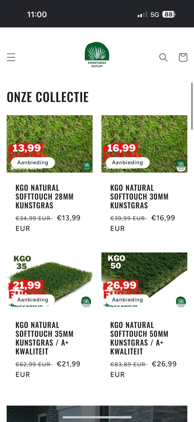 Kunstgras 13,99€/m2, Tuin en Terras, Ophalen, Zo goed als nieuw, Kunstgras