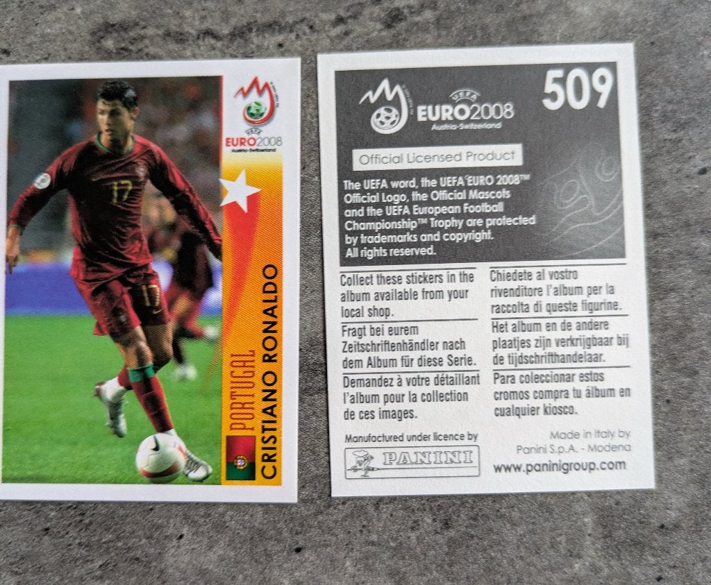 PANINI EURO 2008 RONALDO CHRISTIANO NO 509 VOETBAL STICKER, Hobby en Vrije tijd, Verzenden, Nieuw, Sticker