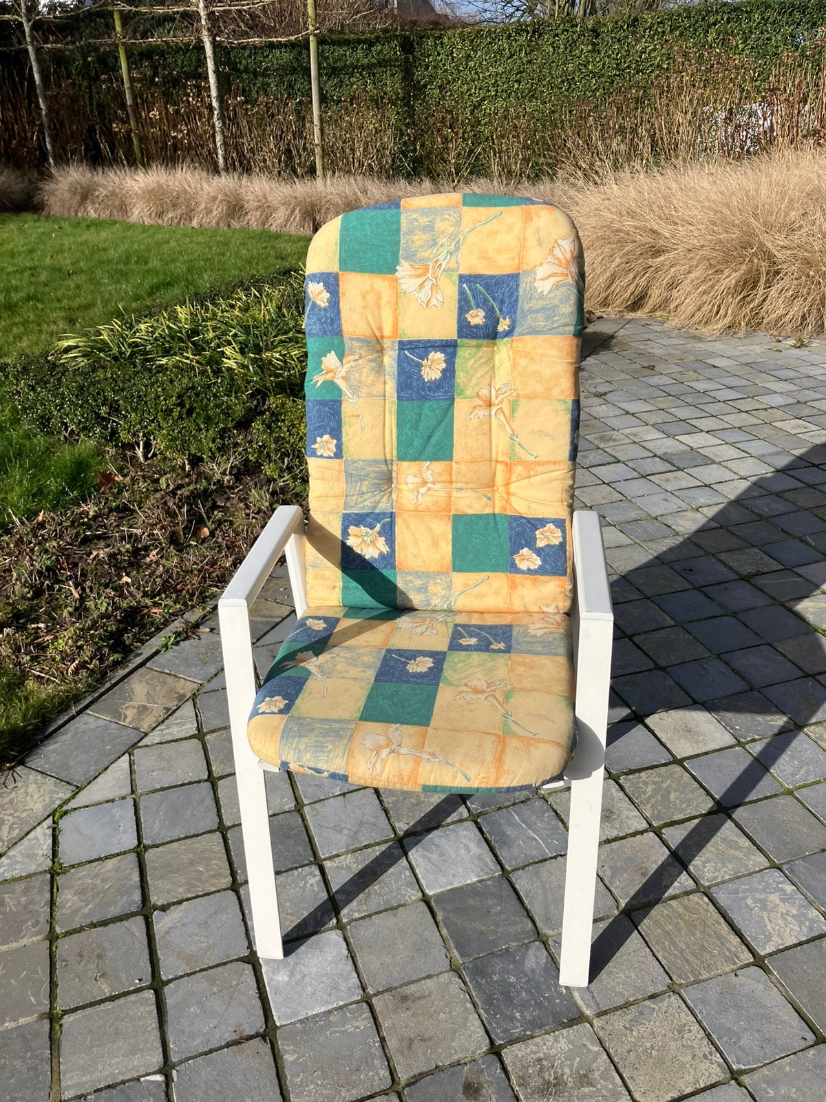 4 kussens voor tuinstoelen, Tuin en Terras, Ophalen, Zo goed als nieuw