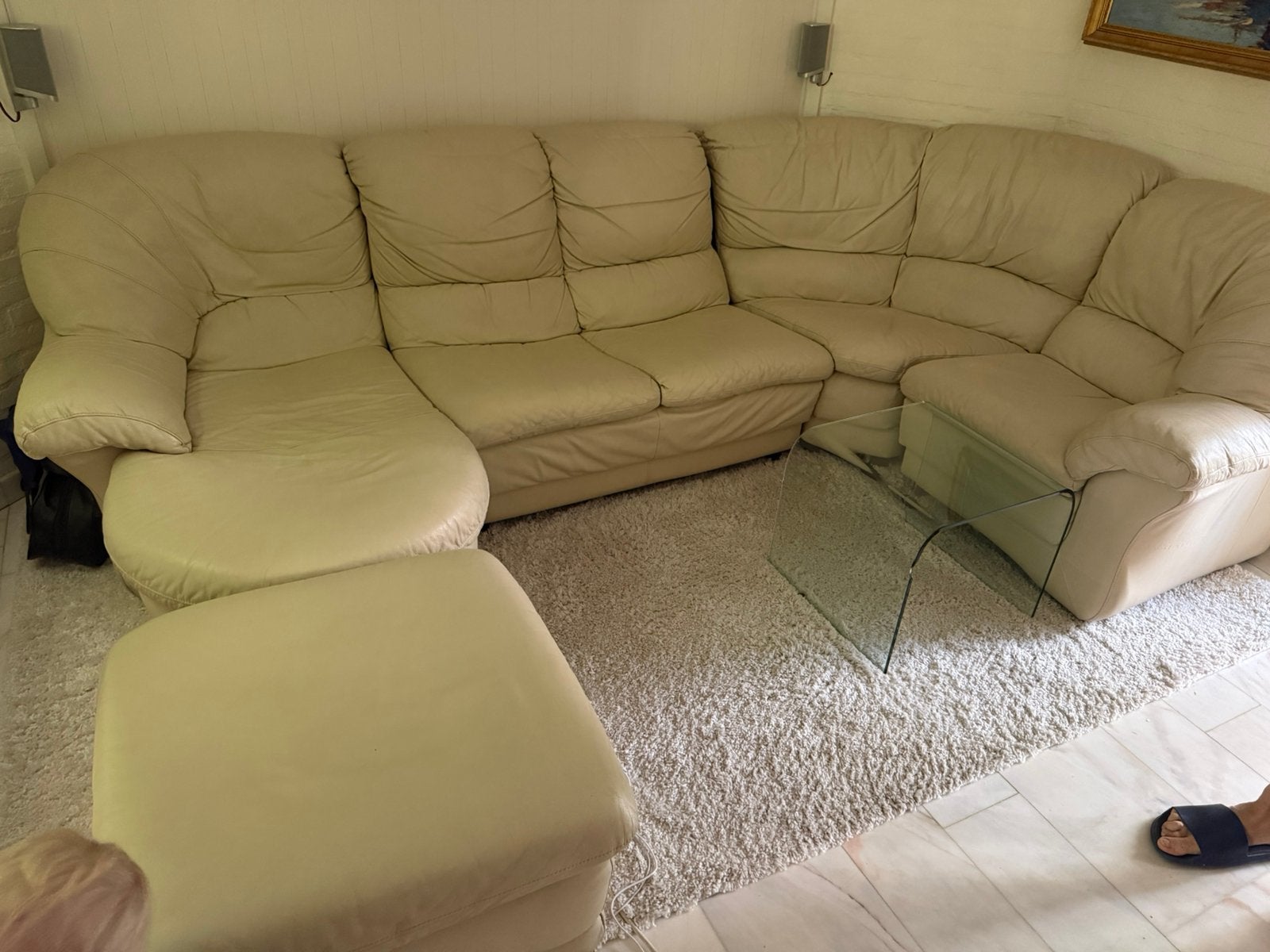 Beige zetels te koop, Ophalen, Gebruikt, Leer