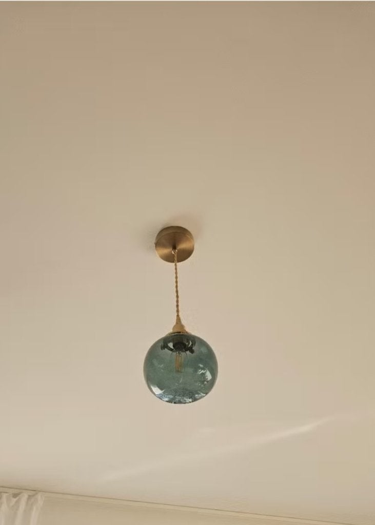 2 lampes de plafond, Comme neuf, Verre, Bleu, Enlèvement ou Envoi
