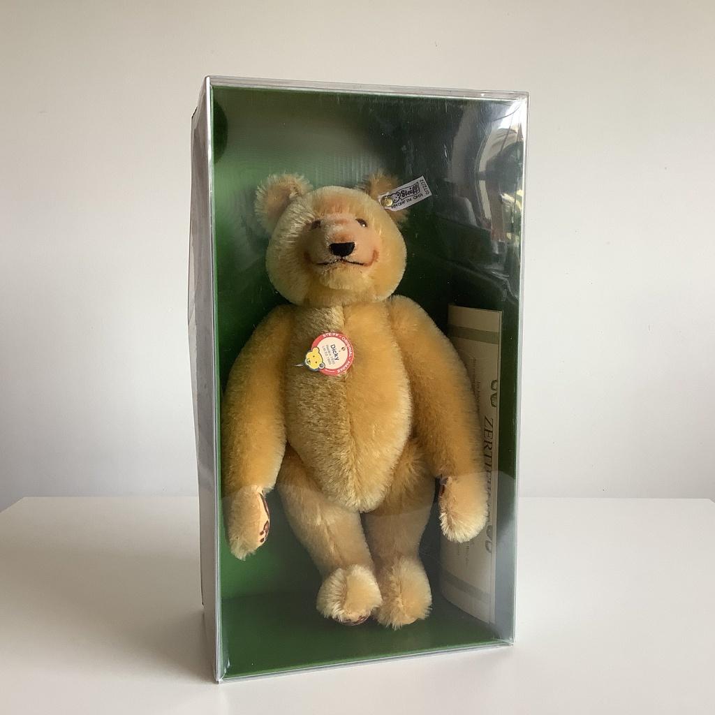 Belle réplique de l'ours en peluche Steiff Dicky en boîte, Collections, Ours & Peluches, Neuf, Ours en tissus, Steiff, Enlèvement ou Envoi