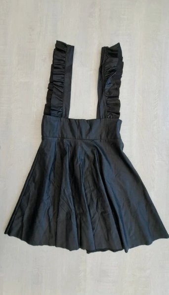 Rok met zwarte bandjes - nieuw - kunstleer - UP - maat S, Kleding | Dames, Rokken, Autre, Zwart, Nieuw, Ophalen of Verzenden