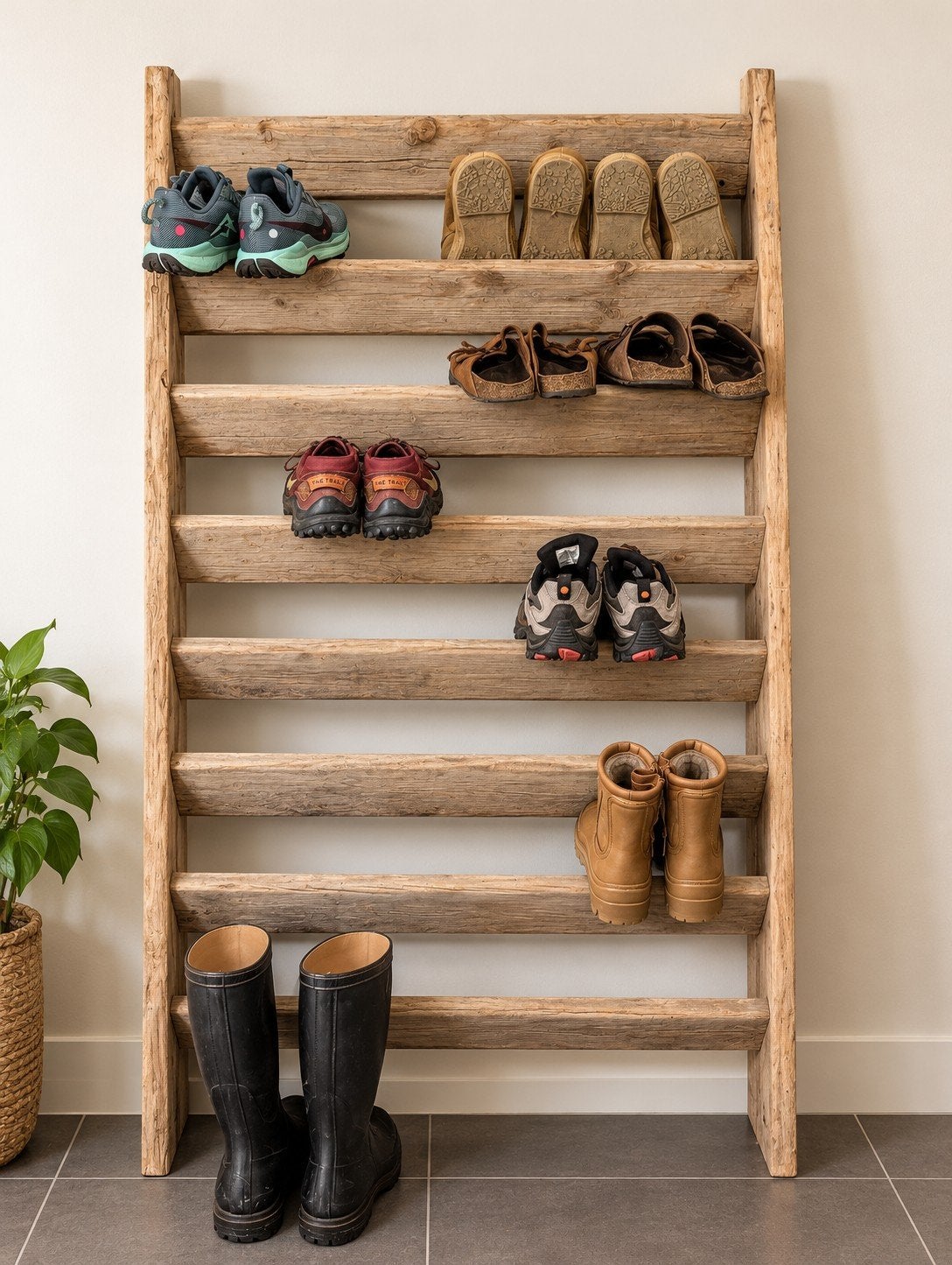 Étagère à chaussures en bois rustique, Maison & Meubles, Enlèvement