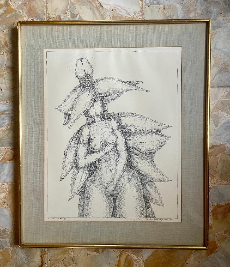 Hubert MINNEBO (1940) - grote tekening, Ophalen of Verzenden