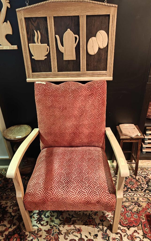 Art Deco fauteuil in rode stof, Huis en Inrichting, Ophalen, Art deco, Minder dan 75 cm, Zo goed als nieuw