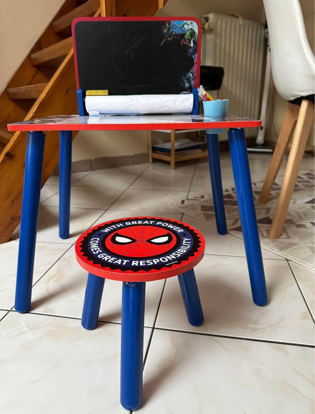 BUREAU SPIDER-MAN COMPLET + TABOURET – SUPERBE, Enlèvement, Comme neuf