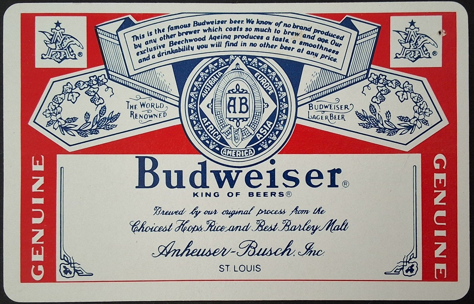 1 Speelkaart  Budweiser, Verzamelen, Ophalen of Verzenden