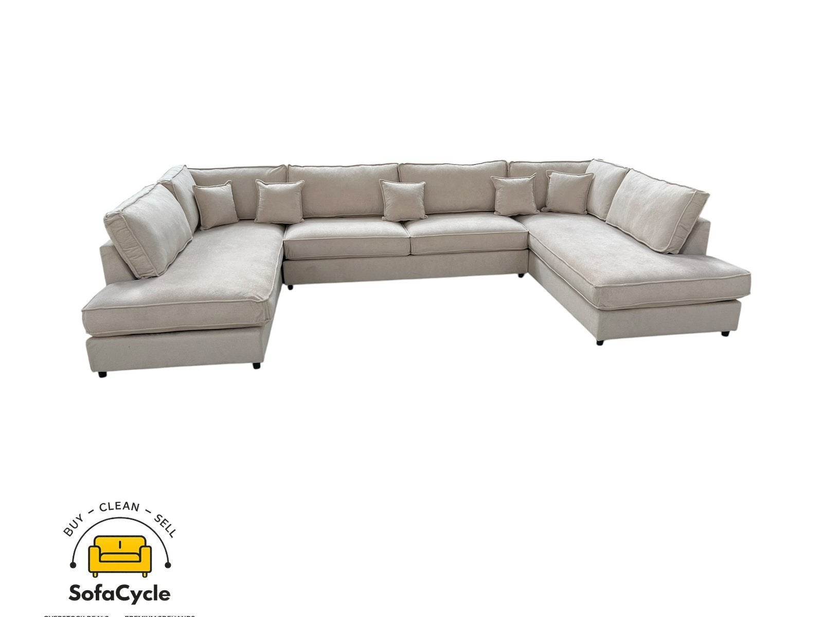 U - zetel beige ribstof - overstock/ TOPDEAL - SofaCycle, Ophalen of Verzenden, Zo goed als nieuw, SofaCycle, Info@sofacycle.be