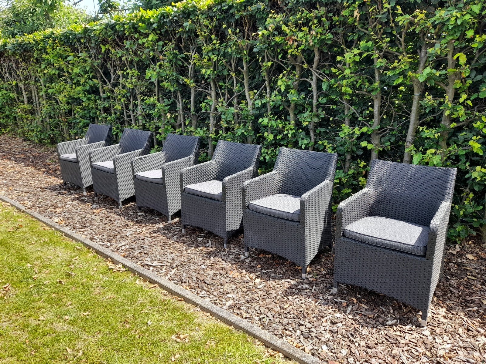 6 Rieten tuinstoelen incl.kussens, Tuin en Terras, Tuinsets en Loungesets, Ophalen