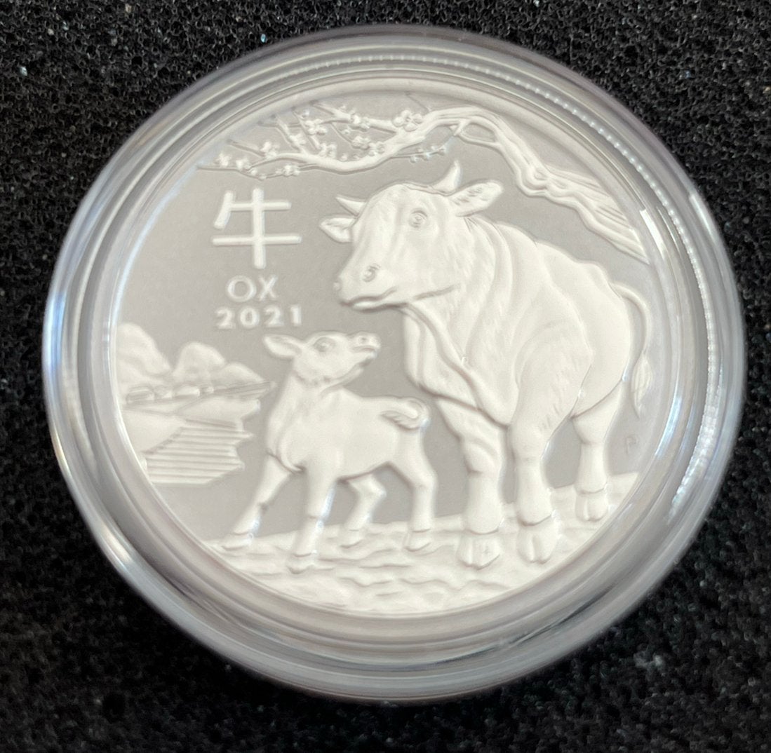 1/2 oz zilveren munt Lunar 2021 Ox / Os serie III, Ophalen of Verzenden, Zilver
