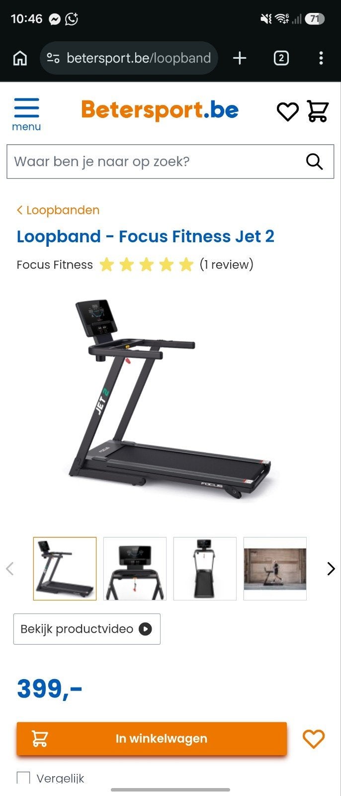 Focus fitnes jet 2, Sport en Fitness, Ophalen, Nieuw, Loopband