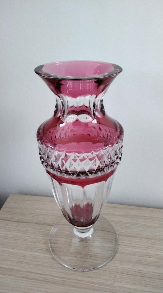 Vase en cristal Val St Lambert hauteur 25 cm, Enlèvement